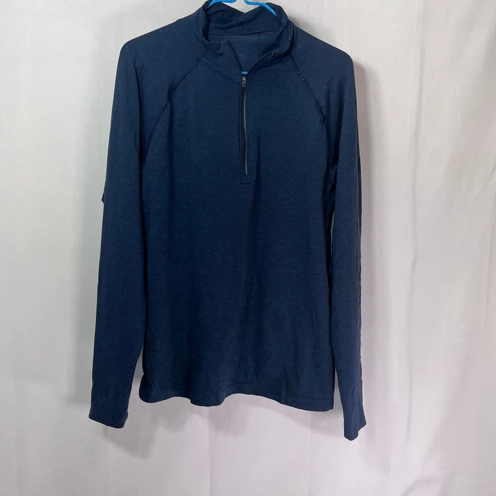 Lululemon Men's Long Sleeve Navy Metal Vent 1/2 zip Shirt Size Large - Picture 2 of 10
